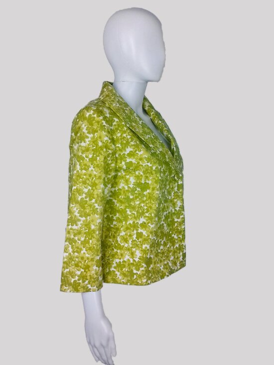H&M Vintage Green/White Floral Blazer Women's Suit Jacket - Picture 2 of 8